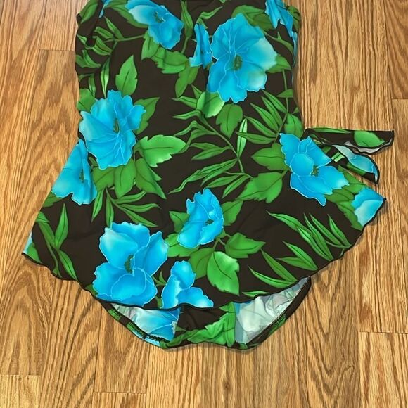 Maxine Vintage Swimsuit, modest, teal, green, brown, 12 - Picture 3 of 9